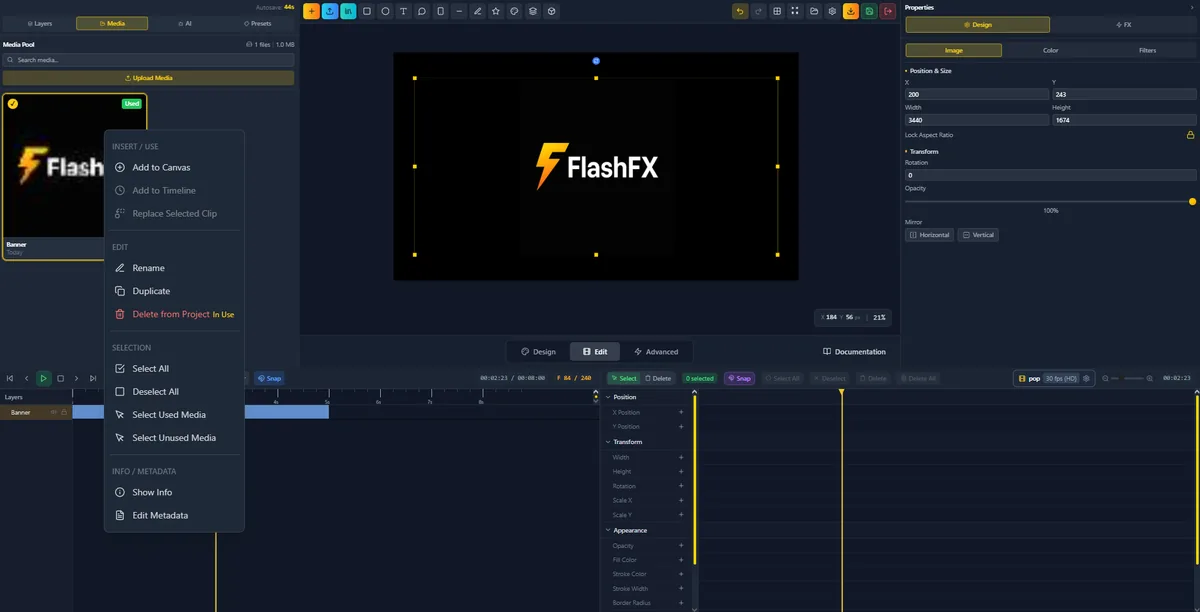 Motion preset library: included in the free tier