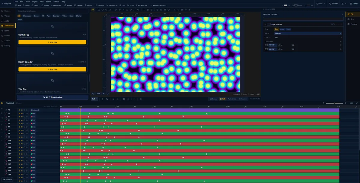 A neon plasma pattern in FlashFX, glowing cells drifting across the canvas