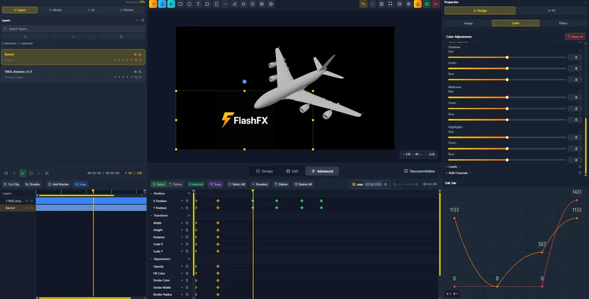 Timeline editor with keyframe controls: available free